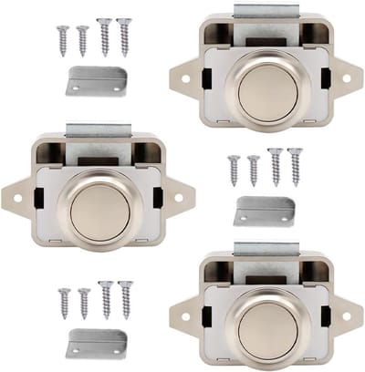 3 Stuks Drukknopsloten voor Deur en Kast, Ideaal voor Lades, RV's en Schepen, Beige Kleur