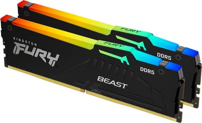 Kingston FURY Beast RGB DDR5-6000 - 32GB - CL30 - Dual Channel (2 pcs) - AMD EXPO & Intel XMP - Zwart met RGB