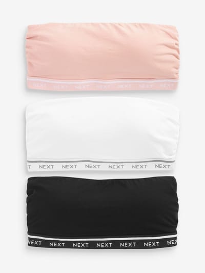 Next - Dames - Set van 3 katoenrijke bandeau-beha's voor ultiem comfort - Zwart