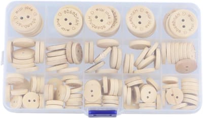 Houten Knopen Set van 140 Stuks (15mm, 20mm, 25mm) voor Kleding, Kerstdecoratie en Creatieve Projecten