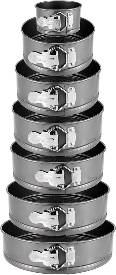 7 Sizes Cake Tins Set - Non-Stick Springform Cake Tins - Removable Bottoms - Cheesecake Pans voor Cake en Cheesecake - 4, 7, 8, 9, 10, 11, 12 Inch