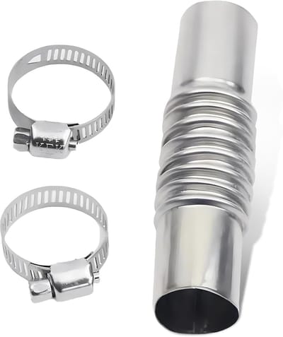 Daity Eén uitlaatpijp voor dieselkachel, 24 mm uitlaatpijpaansluiting, met 2 klemmen, roestvrijstalen uitlaatpijpaansluiting voor standluchtverwarming (zilver).