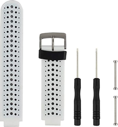 Siliconen bandje - geschikt voor Garmin Forerunner 220 / 230 / 235 / 620 / 630 / 735XT / Approach S20 / S5 / S6 - wit-zwart