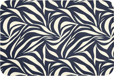Badmat 90x60 cm - Antislip - Bladvormen - Blauw - Patroon - Wit - Badmatten voor badkamer - Badkamermat - Douchemat - Badkamer mat