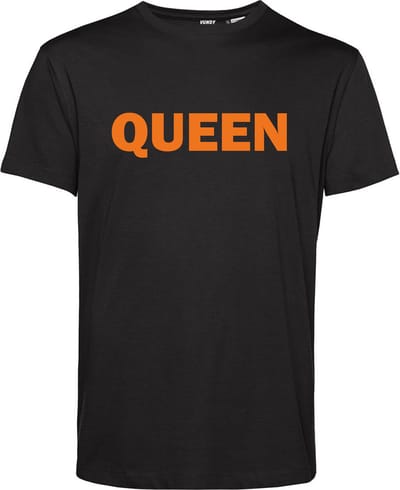 T-shirt Queen | Koningsdag kleding | Oranje Shirt | Zwart | maat XS