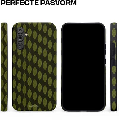 Casetastic hoesje geschikt voor Samsung Galaxy A34 (2023) 5G - Dubbellaagse bescherming - Donkergroene Bladerendek - Fashion Case - Zwart Donkergroen