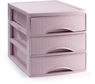 Plasticforte Ladekastje bureau organizer SORTED - 3 lades - roze - L26 x B35 x H28 cm - kunststof - organiseren