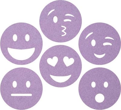 Smileys vilt onderzetters - Lila - 6 stuks - ø 9,5 cm - Tafeldecoratie - Glas onderzetter - Cadeau - Woondecoratie - Tafelbescherming - Onderzetters voor glazen - Keukenbenodigdheden - Woonaccessoires - Tafelaccessoires