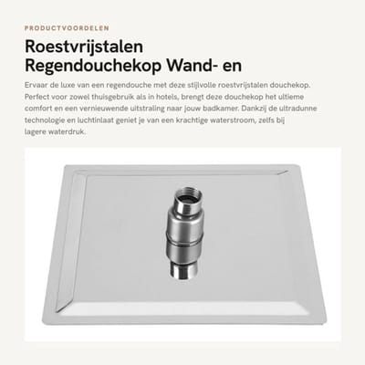 Roestvrijstalen Regendouchekop - Wand- en Plafondmontage - Elegant ontwerp - Gepolijst roestvrij staal - Douchekraan set - Ideaal voor ba...