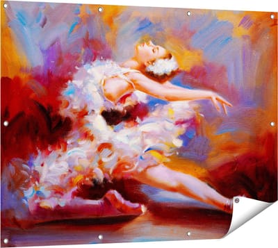 Gards Tuinposter Ballerina van Olieverf - Ballet - 120x90 cm - Tuindoek - Tuindecoratie - Wanddecoratie buiten - Tuinschilderij