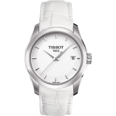 Tissot Couturier Quartz 100 M Waterbestendig Horloge 32 Mm Wit Wijzerplaat Roestvrijstalen Kast Leren Band Dameshorloges T035.210.16.011.00 Regular Watch Box,White Dial white