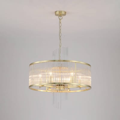 Searchlight Hanglamp Lara, Ø 55 cm, goudkleurig/helder, glas/metaal