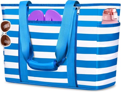 Grote XXL Strandtas voor Dames, Waterdichte Nylon Draagtas met Rits en Vakken