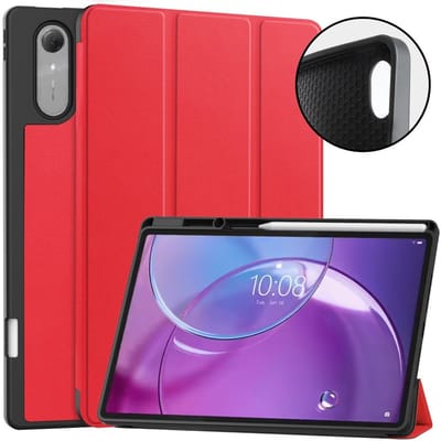 Coverup Tablethoes geschikt voor Lenovo Idea Tab Pro Gen 2 Hoesje - Tri-Fold Book Case met Wake/Sleep en Stylus-houder - Rood