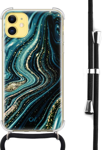Casevibes - Telefoonhoesje met koord - Geschikt voor Apple iPhone 11 - Blue Marble Waves - Blauw -