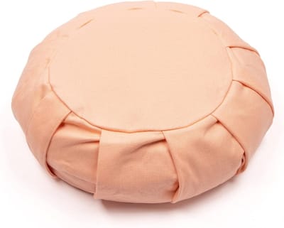 Rond zitkussen voor meditatie en pranayama - haverhuls vulling - afneembare katoenen hozen - 34x12 cm - handwas - met handgreep - dubbel als yoga blok