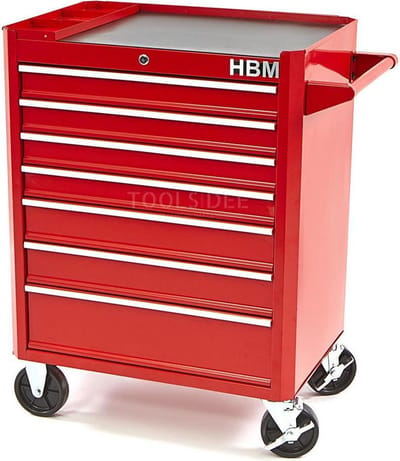 HBM gereedschapswagen 7 laden 66 cm rood met slot, 300 kg, 4 wielen