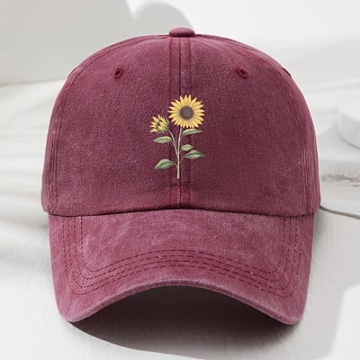 Casquette de Baseball Rétro Motif Tournesol, Casquette Papa, Convient Pour les Sports d'Extérieur, la Pêche et le Camping, Chapeau de Randonnée Adjustable brown