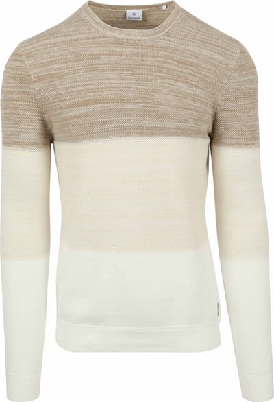 Blue Industry Pullover Strepen Beige - Maat XL - Heren - Pullovers