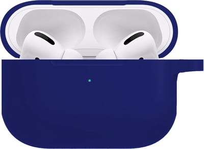 Hoesje - Geschikt voor Apple Airpods Pro - met Clip - Siliconen Hoes - Silicone Case Cover - Grijsblauw