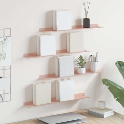 vidaXL - Zwevende - plank - 4 - st - Roze - 60 - x - 8,5 - x - 2,5 - cm - Staal