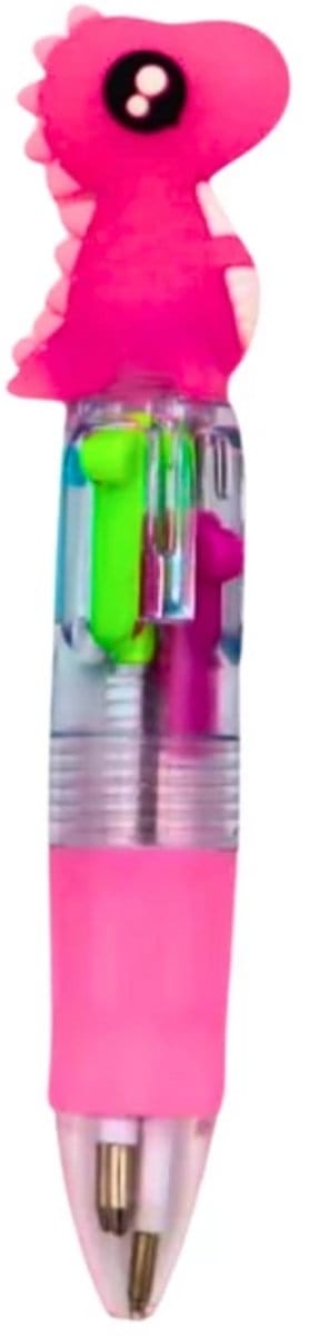 Balpen Dino Roze – Leuke Meerkleuren Schrijfpen voor Kinderen – Stoere Dieren Pen met Dinosaurus – School & Cadeautje