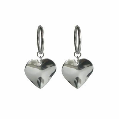 FlowJewels - oorbellen - hart - stainless steel - zilver