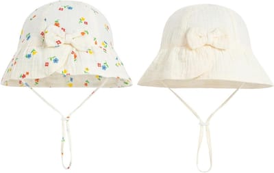 Set van 2 Unisex Zomerhoeden voor Kinderen - Verstelbare Zonnehoed voor Baby's en Peuters met Kinband, Ideaal voor Buitenactiviteiten