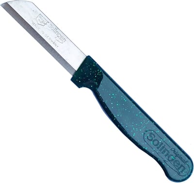 Solingen Schilmesje Robuust Handvat – RVS Glad – 16 cm met Blade Cover – Groen Glitter