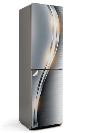 Wallfluent Koelkaststickers - Modern golvend patroon Koelkast Folie - 60 cm x 205 cm - Grijs Koelkaststickers - Koelkast Wrap - Koelkast Decoratie - Waterdichte Koelkast Sticker - Koelkast Design