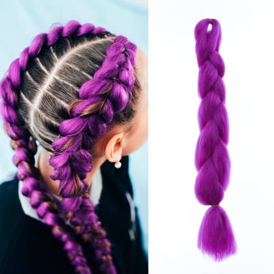 Duivel Jacht Groep Rumicos Pruik Paars Gefrituurde Deeg Twists Boksen Vlecht Paardenstaart Weving Pluizige Haarverlenging 24inches purple