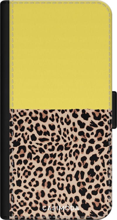 Casimoda® bookcase - Geschikt voor iPhone 11 - Hoesje met pasjeshouder - Luipaard Geel - Geel - Kunstleer