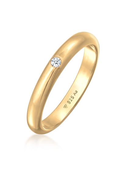 Elli PREMIUM - Ring - Dames eenzaam klassiek met diamant (0.03 ct.) in 925 sterling zilver - Dames