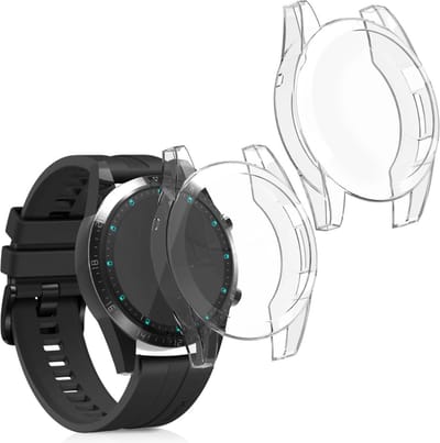 kwmobile 2x smartwatch hoes geschikt voor Huawei Watch GT2 (46mm) hoesje - Siliconen sporthorloge cover - Activity tracker case in transparant
