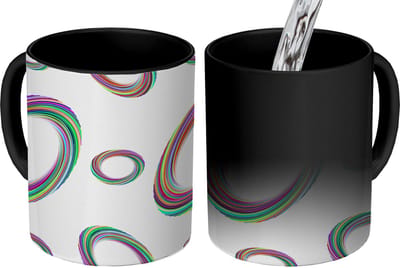 Magische Mok - Foto op Warmte Mokken - Koffiemok - Ring - Regenboog - Patronen - Magic Mok - Beker - 350 ML - Theemok