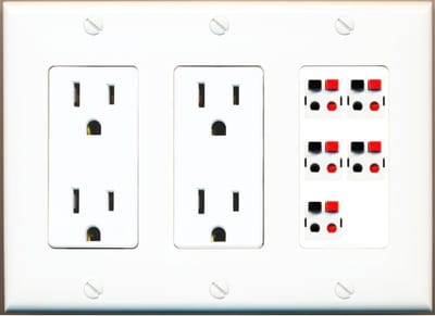 Speaker Draad Muurplaat - Audio Aansluiting - Schoon Kabelbeheer - Verwisselbare Jacks - 5 Poort - Wit
