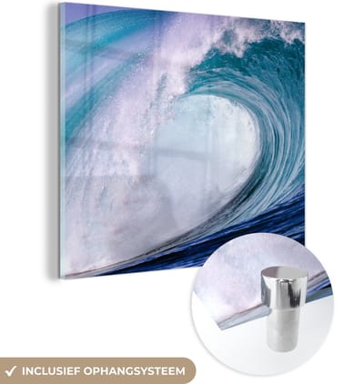 MuchoWow® Glasschilderij 90x90 cm - Schilderij acrylglas - Zee - Hawaii - Golf - Foto op glas - Muurdecoratie woonkamer - Wanddecoratie slaapkamer - Schilderijen