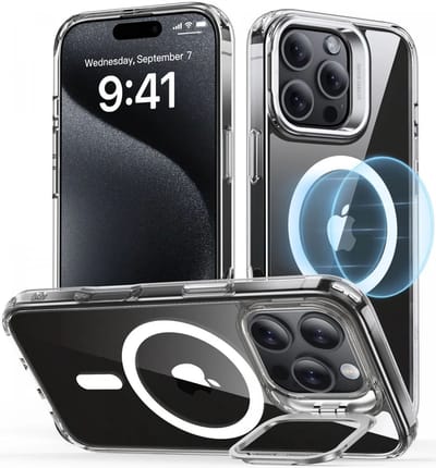 ESR Hoesje Geschikt voor Apple iPhone 16 Pro - Classic Hybrid HaloLock - Compatibel met MagSafe en ESR HaloLock - Back Cover met Standaard - Camera Kickstand - Transparant