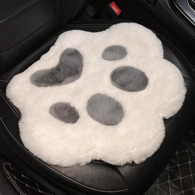 Autokussen voor alle seizoenen, universeel, schattig kattenpootmotief, warm pluche autostoelkussen met verwarming, gewatteerd voor alle seizoenen. gray