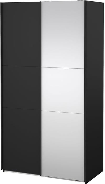 Como schuifdeurkast 2 deuren 120x220cm mat zwart.