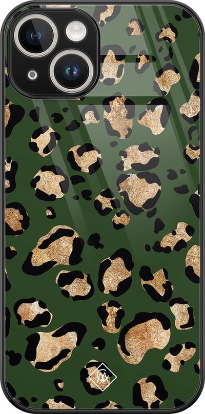 Casimoda® hoesje - Geschikt voor iPhone 14 - Luipaard Groen - Luxe Hard Case Zwart - Backcover telefoonhoesje - Groen