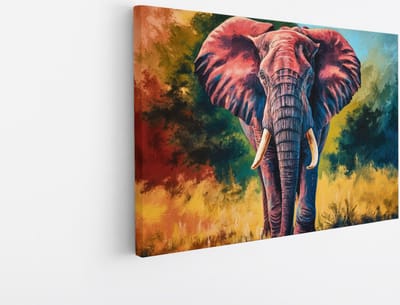 Saammp Canvas Schilderij - Kleurrijke olifant - abstract - Dieren - 45x30 - Foto op canvas - Wanddecoratie - muurdecoratie Woonkamer - Slaapkamer decoratie - Canvas Print