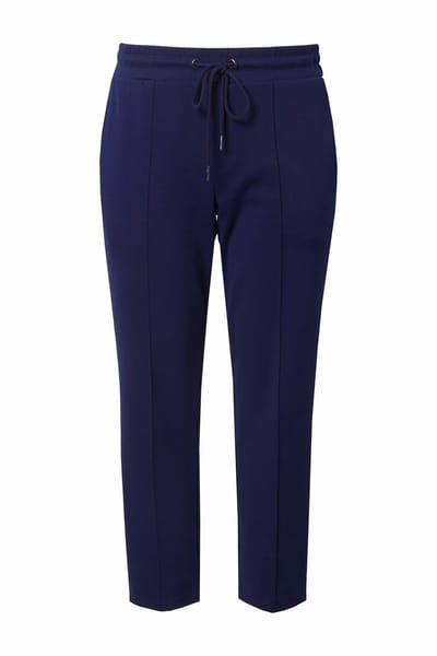 Ulla Popken - Dames - Punto broek galonstrepen taps toelopende pijp - Marine - Maat 62+