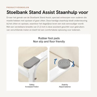 Dailygoods- Staanhulprail Verstelbaar - Antislip Mobiliteit - Stoelbank Stand Assist - Eenvoudige Installatie - 6 Hoogtes - Verbeterde Veiligheid - Stoelstandaard