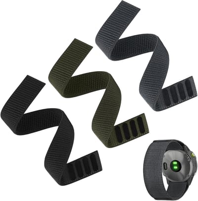 Set van 3 22mm Nylon Horlogebandjes, Ultra Licht en Sneldrogend, Wasbaar en Duurzaam Vervangband voor Fenix 6/5/7/EPIX 2 en Forerunner 955
