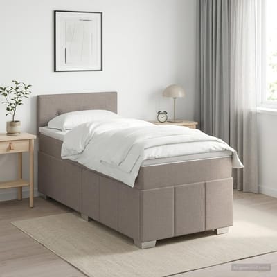 vidaXL - Boxspringbed - met - matras - met - hoofdeinde - Taupe - 100 - x - 200 - cm - Stof