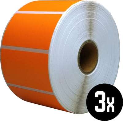 DULA Compatible Zebra Labels 57x32mm - 1500 etiketten per rol - kern 25mm - Oranje - Permanent - 3