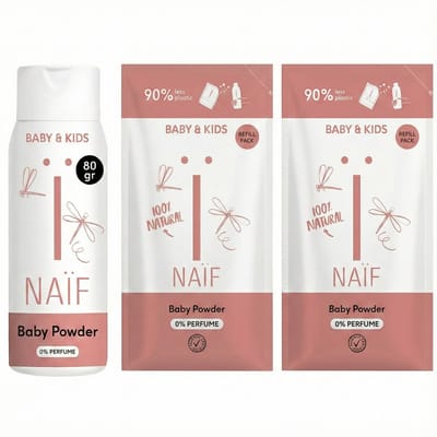Naïf - Babypoeder - Voordeelset - Baby & Kids - Babyverzorging - Fles & Navulverpakking - Talkvrij - 3x80g