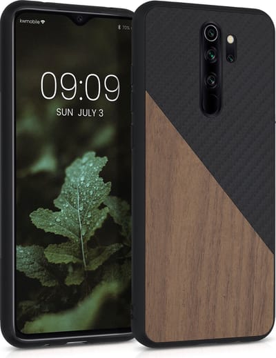 kwmobile hoesje geschikt voor Xiaomi Redmi Note 8 Pro - Backcover in donkerbruin / zwart -Smartphonehoesje - design