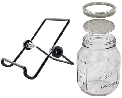 WiseGoods Premium Kiempot Set 500ML - Met Deksel & Standaard - Voor Spruiten / Kiemen / Broccoli / Alfalfa - Sprout Kit - Glas